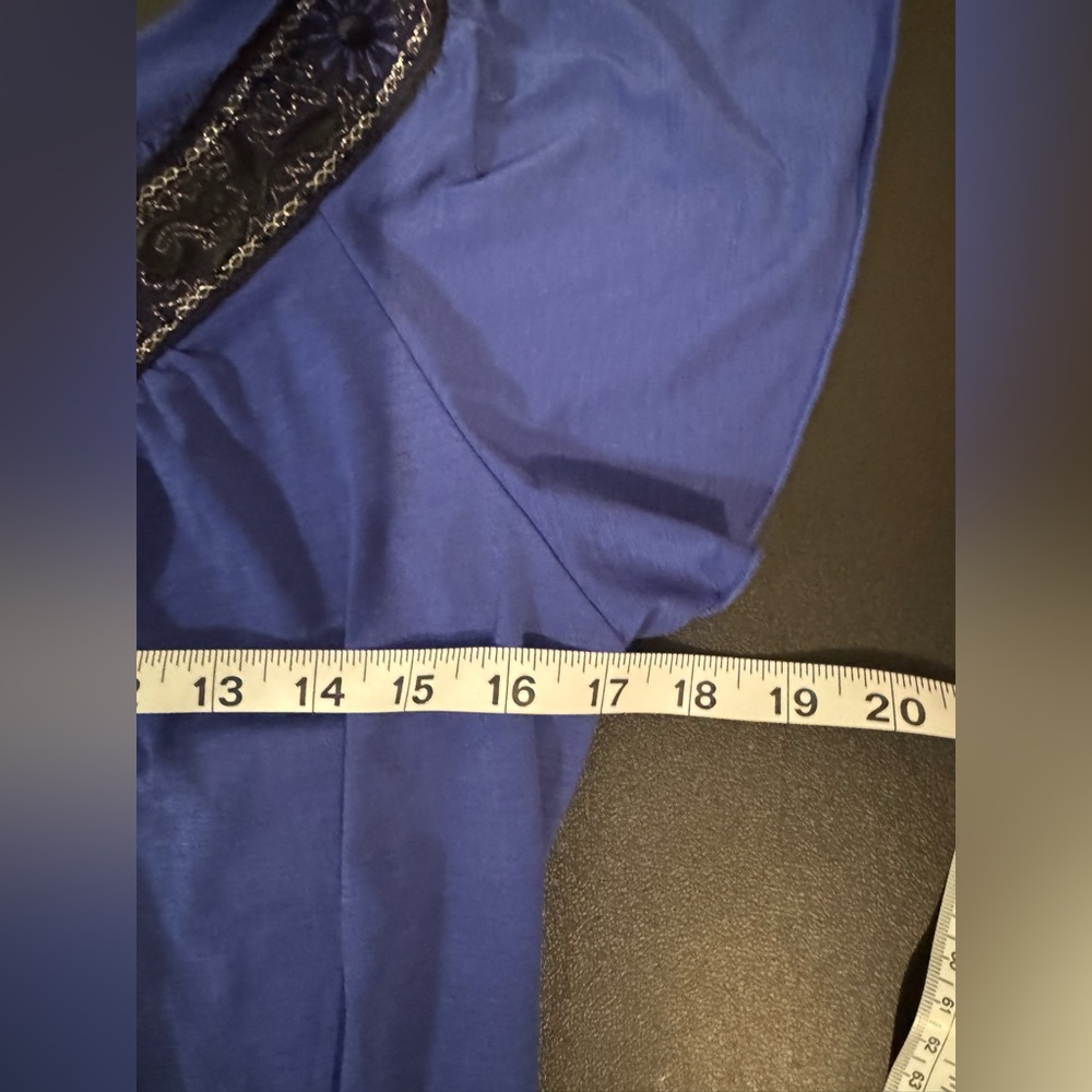 Wrapper Cobalt Blue Top with Black Detailing - Picture 6 of 7
